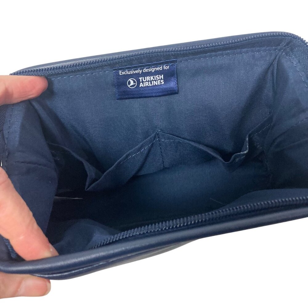 Salvatore Ferragamo Navy Blue Cosmetic Pouch Bag Case Turkish Airlines - Picture 8 of 10